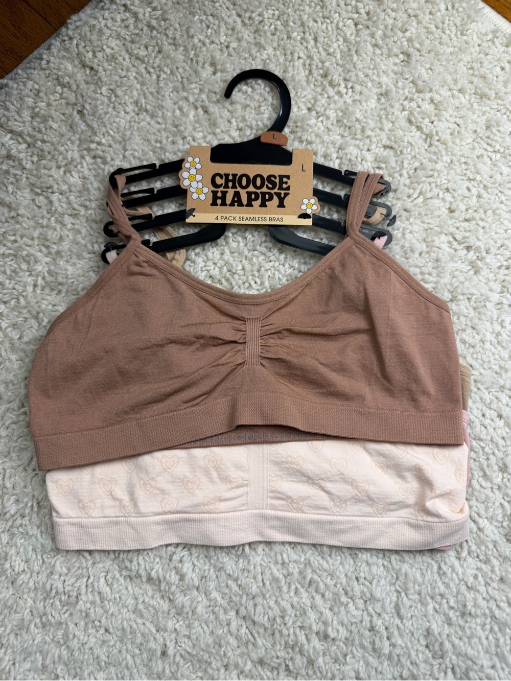Girls Choose Happy Seamless Bra 4 Pack NWT